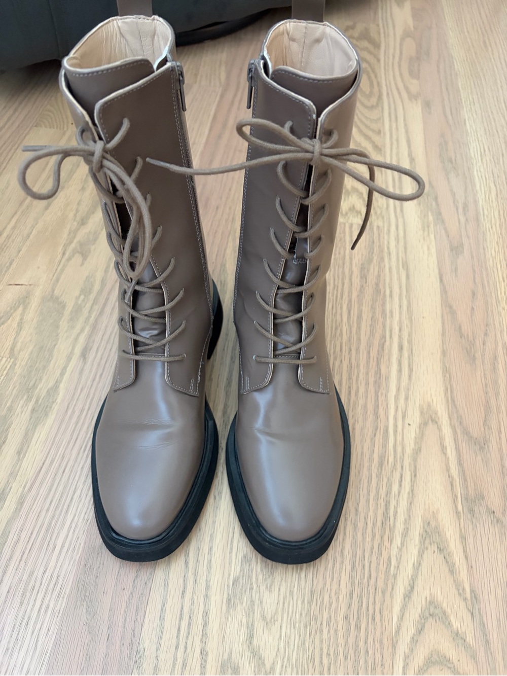 Anthropologie Taupe Lace-Up Combat Boots